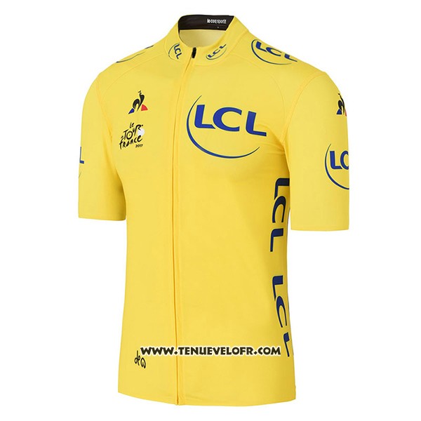 2017 Maillot Ciclismo Tour DE France Jaune Manches Courtes et Cuissard